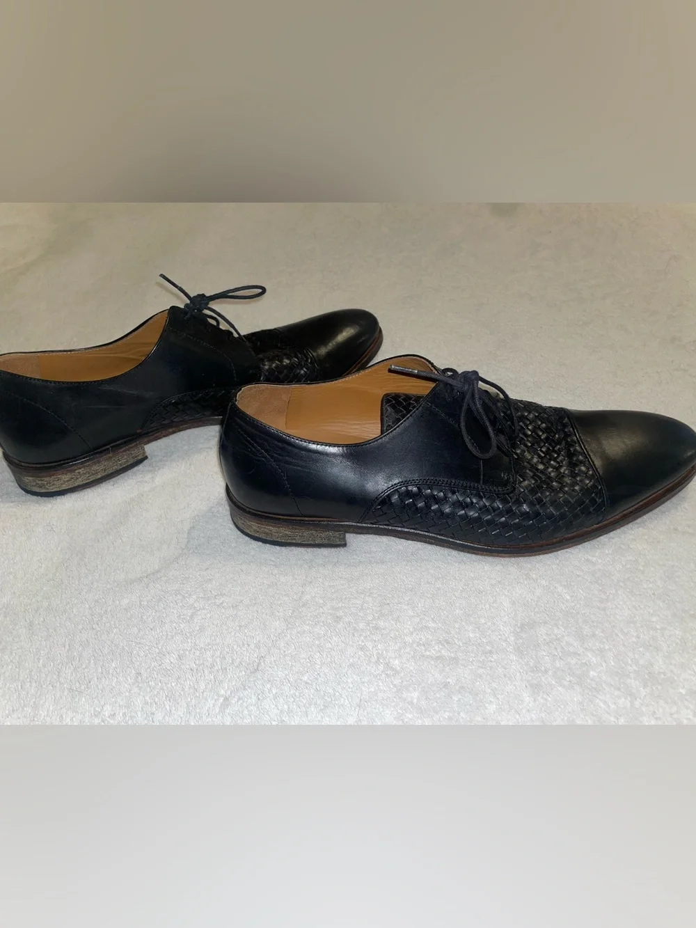 Taft Men's Lucca Black Woven Cap-Toe Derby Oxford Dress Shoes
